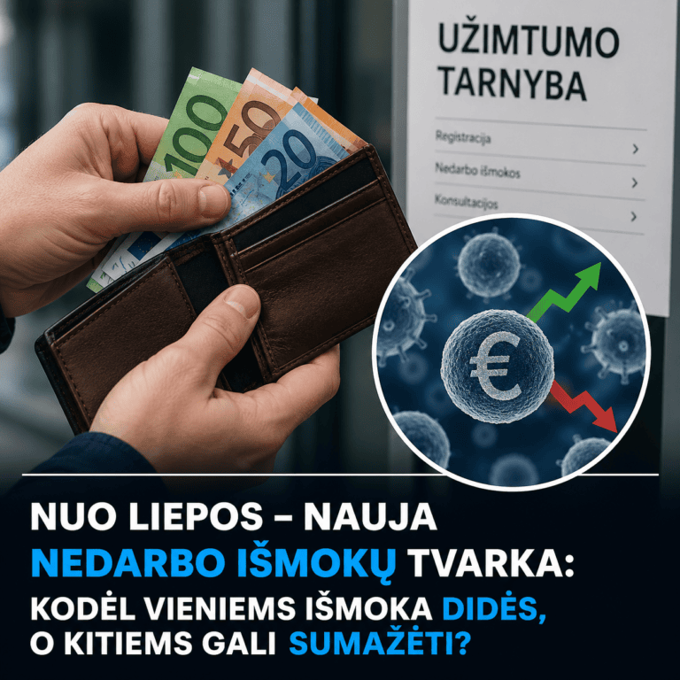 Nuo liepos – nauja nedarbo išmokų tvarka: kodėl vieniems išmoka didės, o kitiems gali sumažėti?