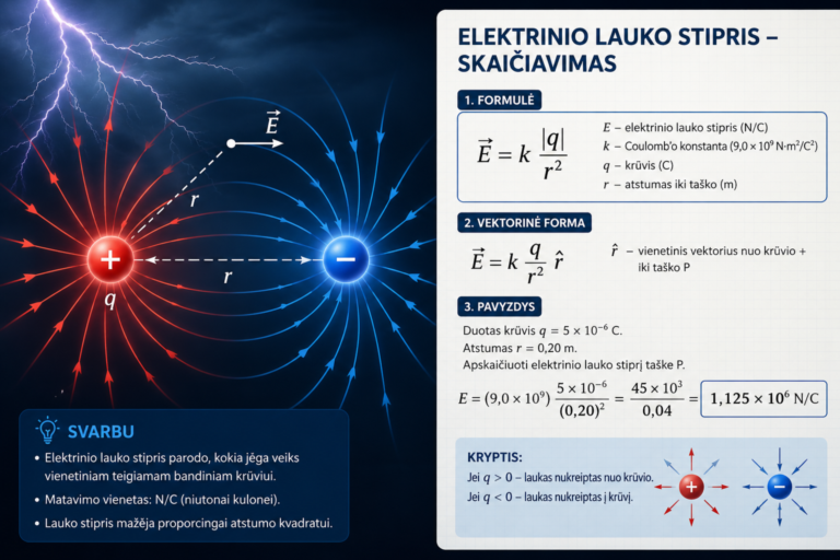 Elektrinio lauko stipris - Kaip apskaičiuoti 15 Elektrinio lauko stipris – Kaip apskaičiuoti